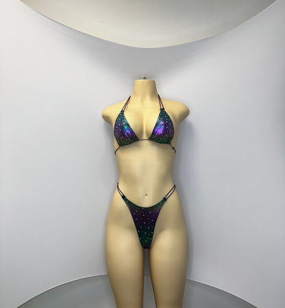 10B Set Susi – Rhinestone Micro Bikini – Stripper Dancewear for Women – Stage & Clubwear Outfit  King Thong