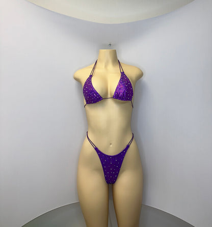 10B Set Susi – Rhinestone Micro Bikini – Stripper Dancewear for Women – Stage & Clubwear Outfit  King Thong