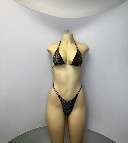 10B Set Susi – Rhinestone Micro Bikini – Stripper Dancewear for Women – Stage & Clubwear Outfit  King Thong