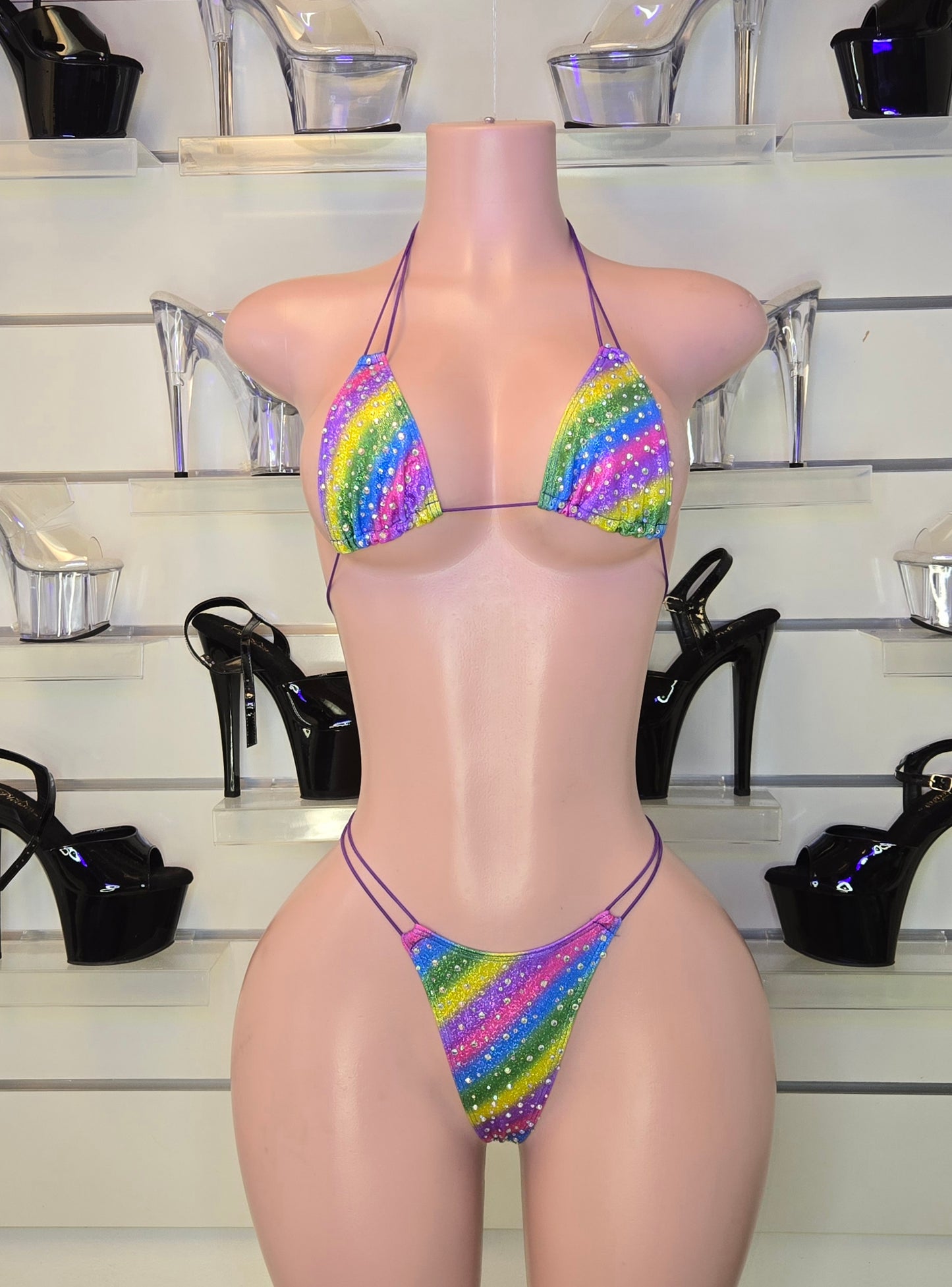 rhinestone micro bikini

handmade dancewear

stripper outfit

stagewear

clubwear for women

pole dance costume

sparkly bikini set

King Thong

Set Susi

handmade performance outfit