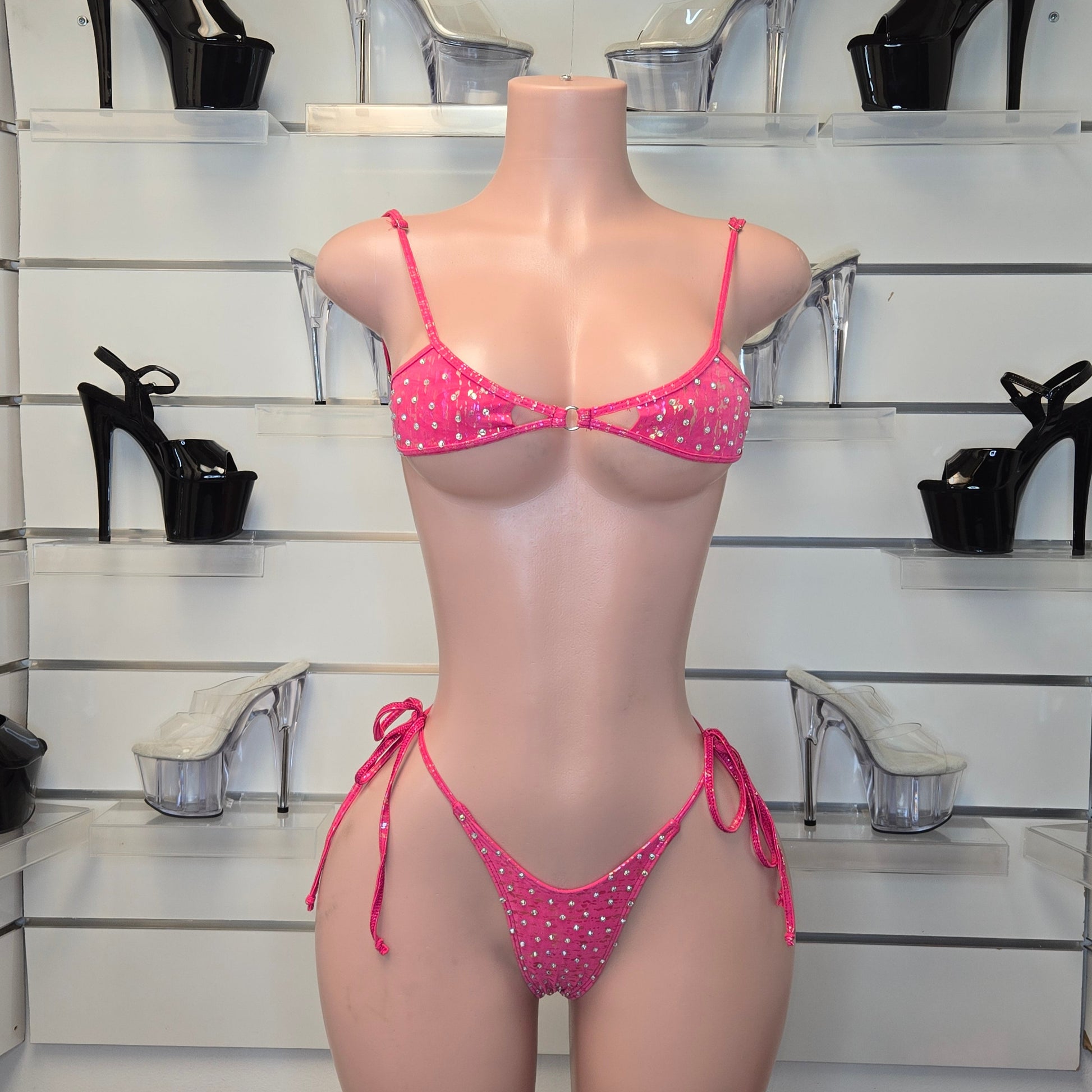 "Neon rhinestone stripper bikini set for dancers – King Thong Camila"

"Sparkly neon pink dancewear for strippers and performers – King Thong"

"Rhinestone thong bikini for exotic dancers – King Thong Camila set"

"Sexy neon stripper outfit with stones – King Thong handmade dancewear"

"Two-piece rhinestone bikini set for pole dancers – King Thong Camila"

"Neon pink stripper bikini with sparkly stones – stagewear for women"