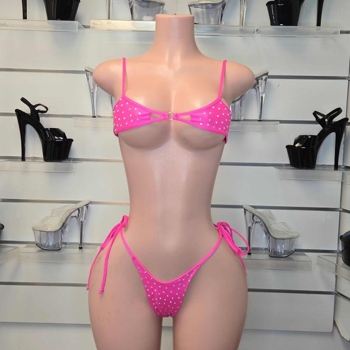 "Neon rhinestone stripper bikini set for dancers – King Thong Camila"

"Sparkly neon pink dancewear for strippers and performers – King Thong"

"Rhinestone thong bikini for exotic dancers – King Thong Camila set"

"Sexy neon stripper outfit with stones – King Thong handmade dancewear"

"Two-piece rhinestone bikini set for pole dancers – King Thong Camila"

"Neon pink stripper bikini with sparkly stones – stagewear for women"