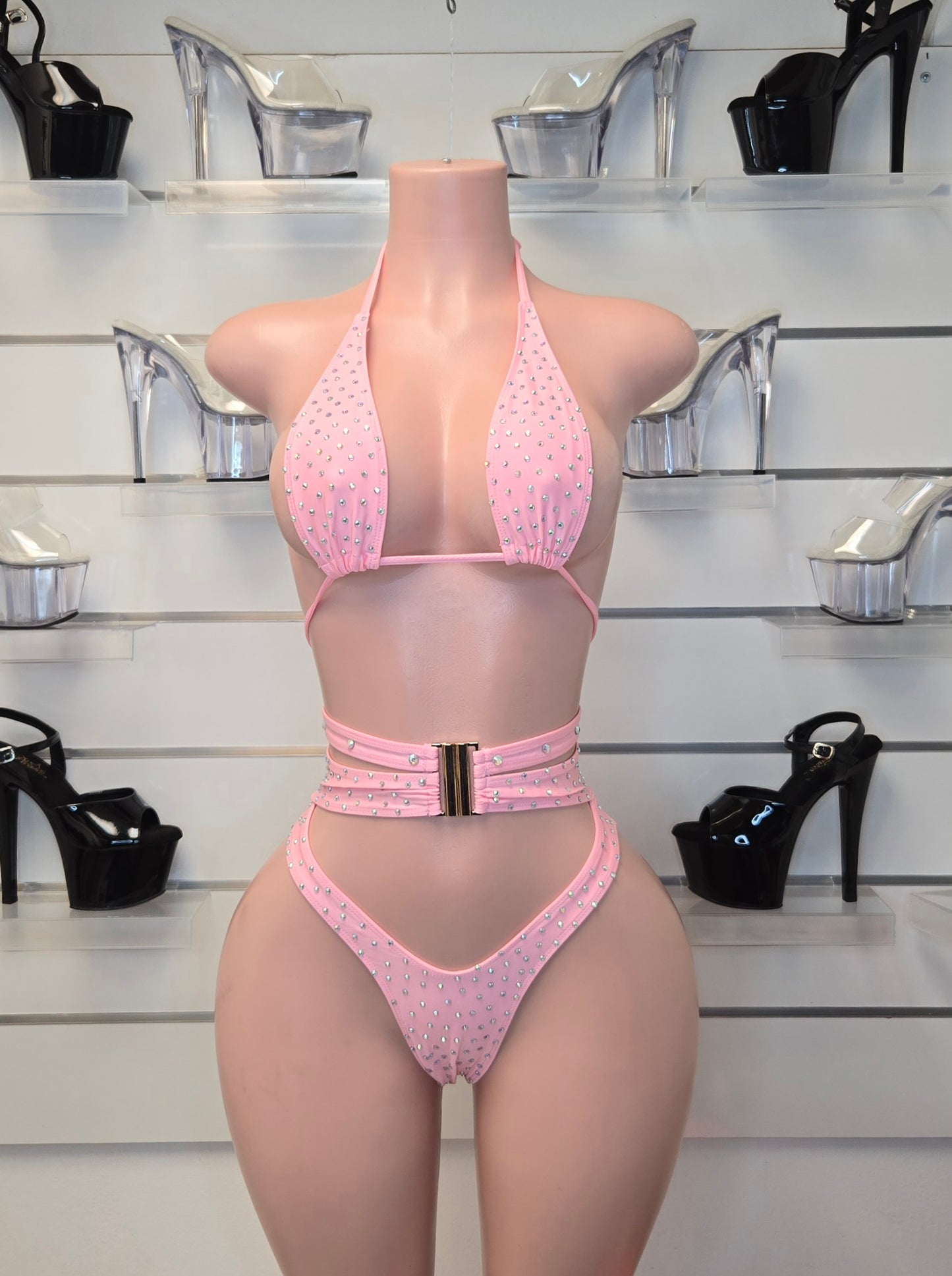 10B Set Alejandra – Stripper Rhinestone Bikini Handmade for Club Performers - On request