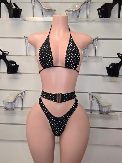10B Set Alejandra – Stripper Rhinestone Bikini Handmade for Club Performers - On request