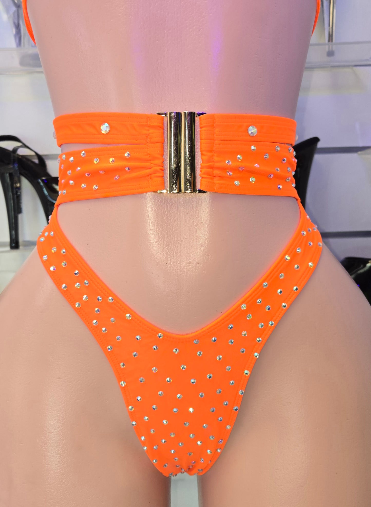 10B Set Alejandra – Stripper Rhinestone Bikini Handmade for Club Performers - On request