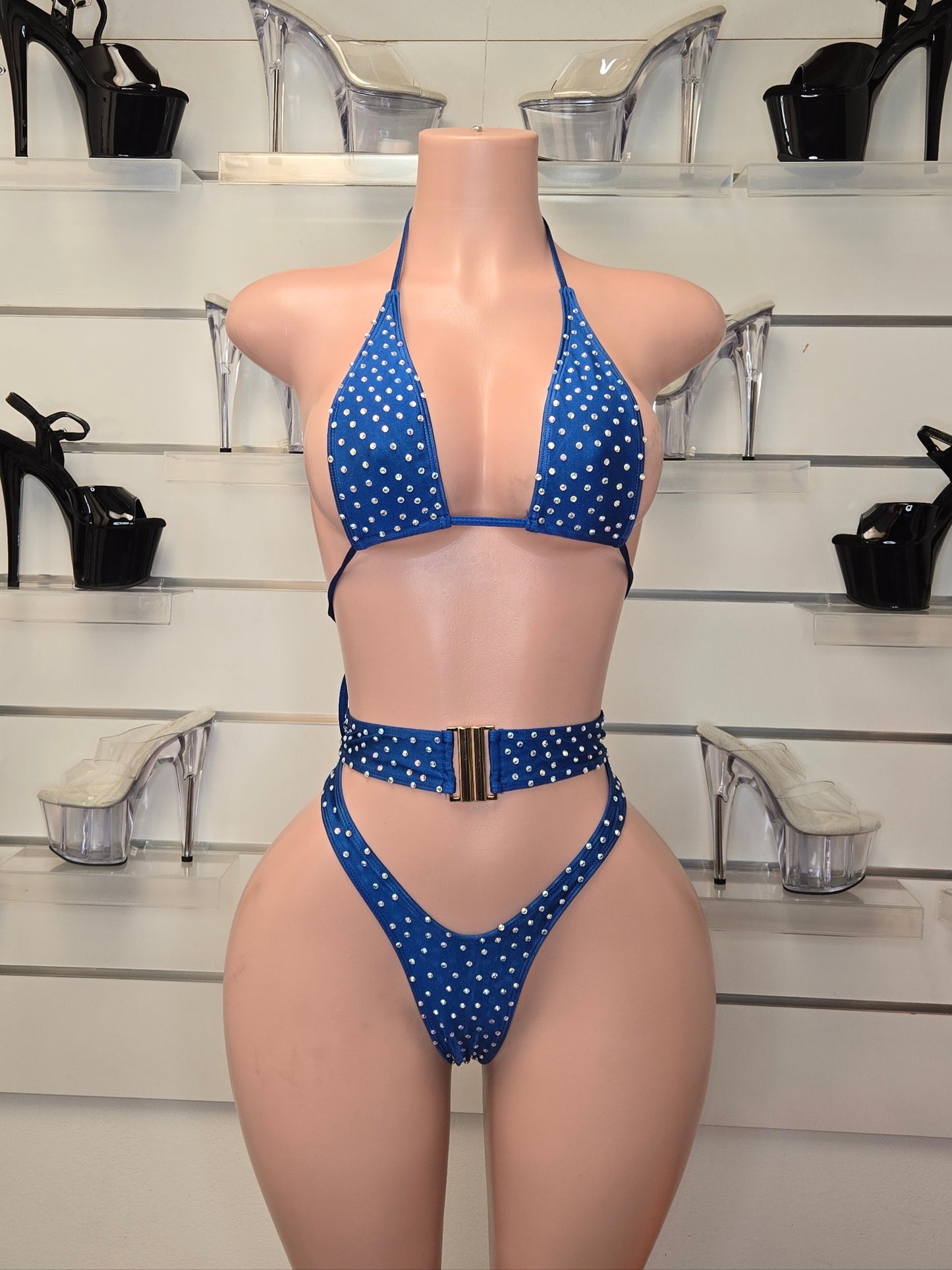 10B Set Alejandra – Stripper Rhinestone Bikini Handmade for Club Performers - On request