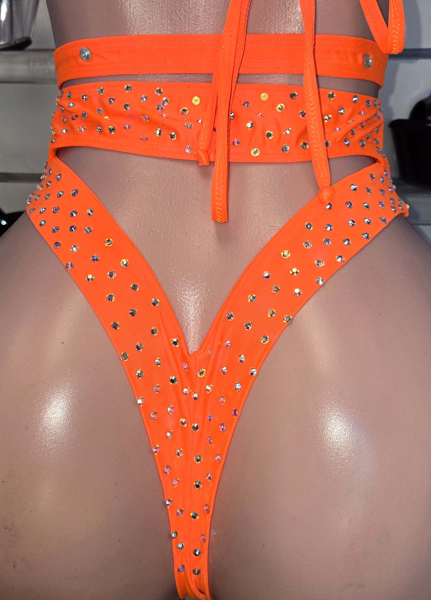 10B Set Alejandra – Stripper Rhinestone Bikini Handmade for Club Performers - On request