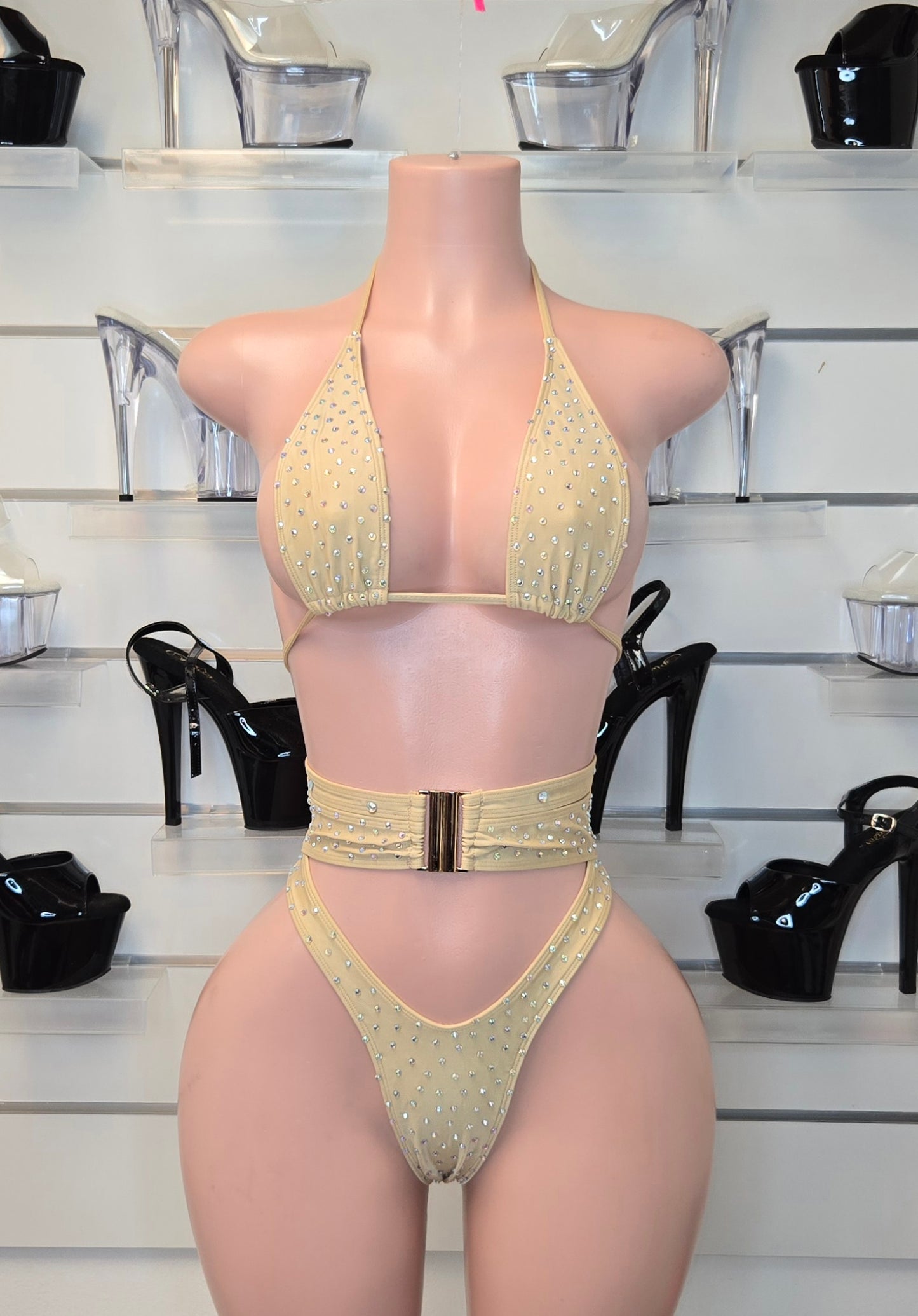 10B Set Alejandra – Stripper Rhinestone Bikini Handmade for Club Performers - On request